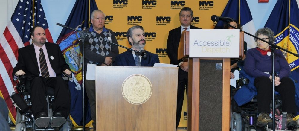Victor Calise, Commissioner, Mayor’s Office for People with Disabilities, speaks at Accessible Dispatch Press Conference