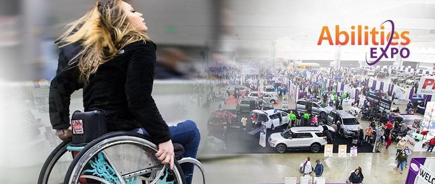 Abilities Expo promotional image with a wheelchair user in the photo