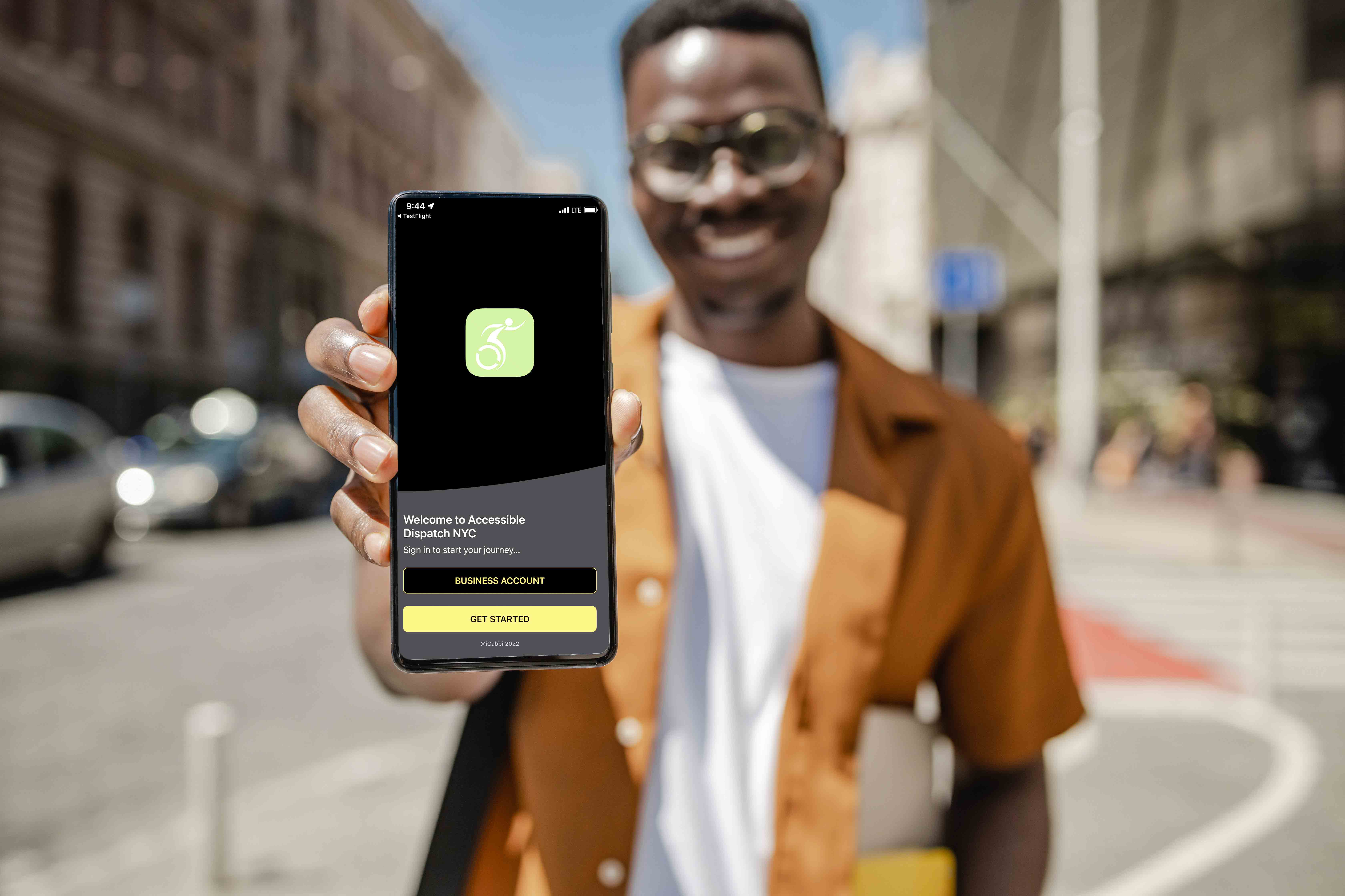 Accessible Dispatch NYC App on WAV rider's phone 